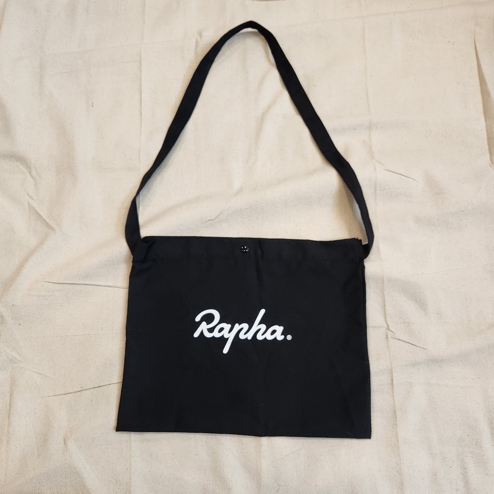 Rapha Cycling Musette Bag Black Crossbody Feed Pouch Shoulder Tote Cotton Blend